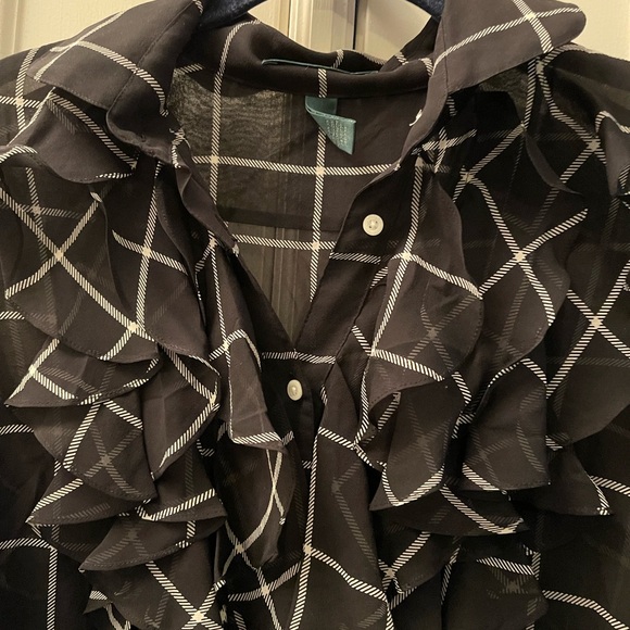 Lauren Ralph Lauren Black and White Checkered Blouse - Picture 3 of 8